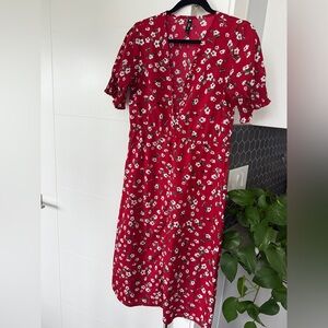 Floral Red Dress